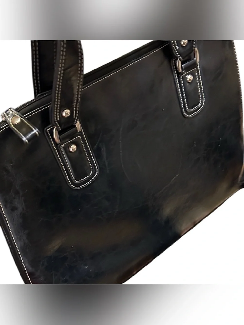 Samsonite Black Faux Leather Tote Handbag